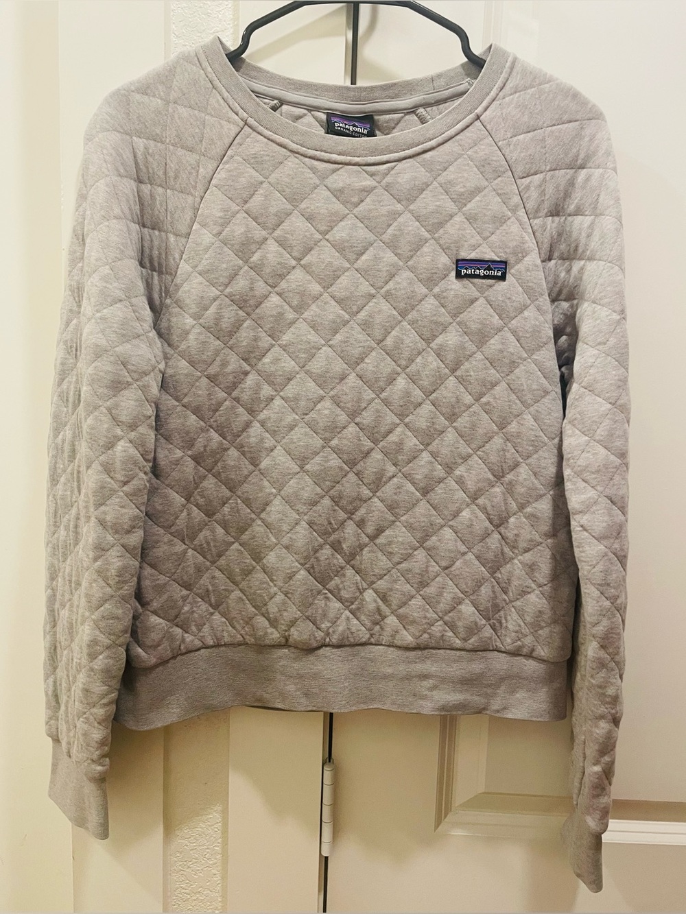 Patagonia Quilted Crewneck Sweater in Light Gray